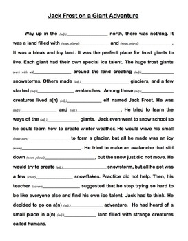 free printable mad libs parts of speech