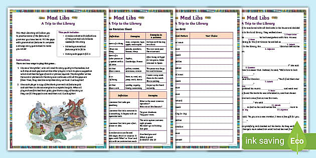free printable mad libs parts of speech
