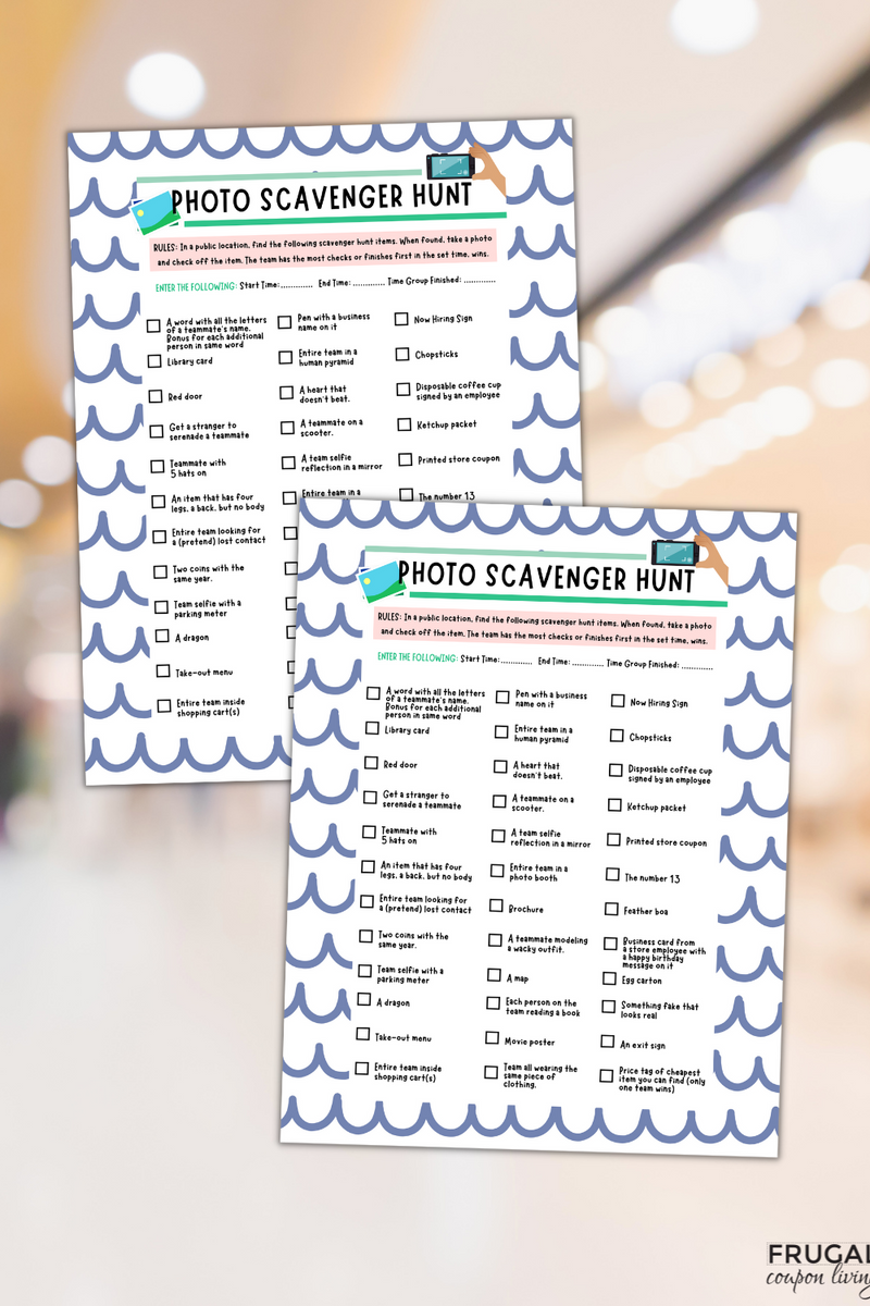 free printable mall scavenger hunt