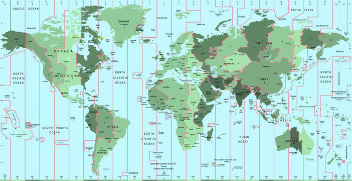 free printable map of world time zones