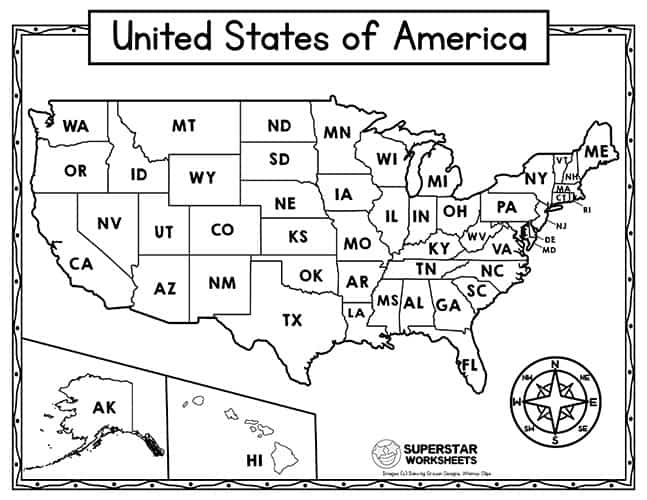 USA Map Worksheets -Worksheets Library