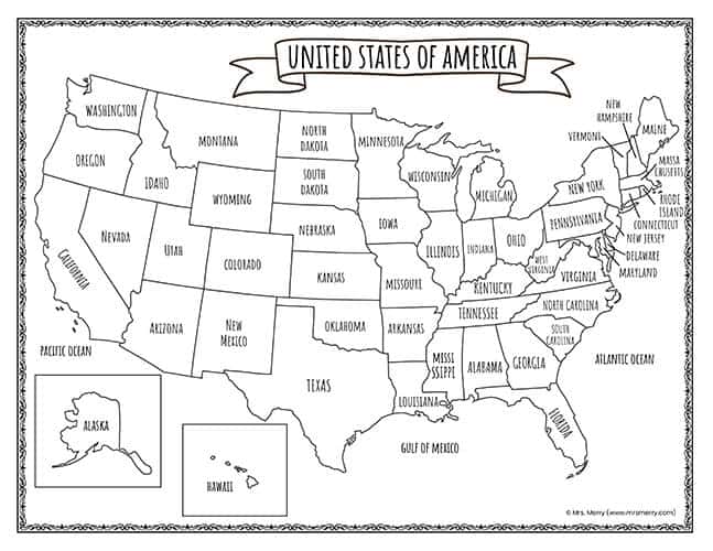 Printable Map of the United States | Mrs. Merry