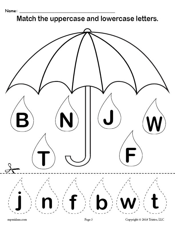Raindrop Letter Case Matching Worksheets A-Z!
