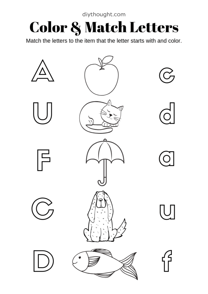 5 Free Color &  Match Printable Worksheets - DIY Thought