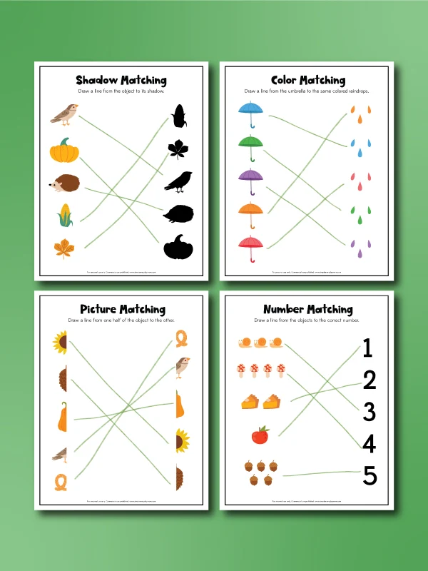free printable matching worksheet preschool