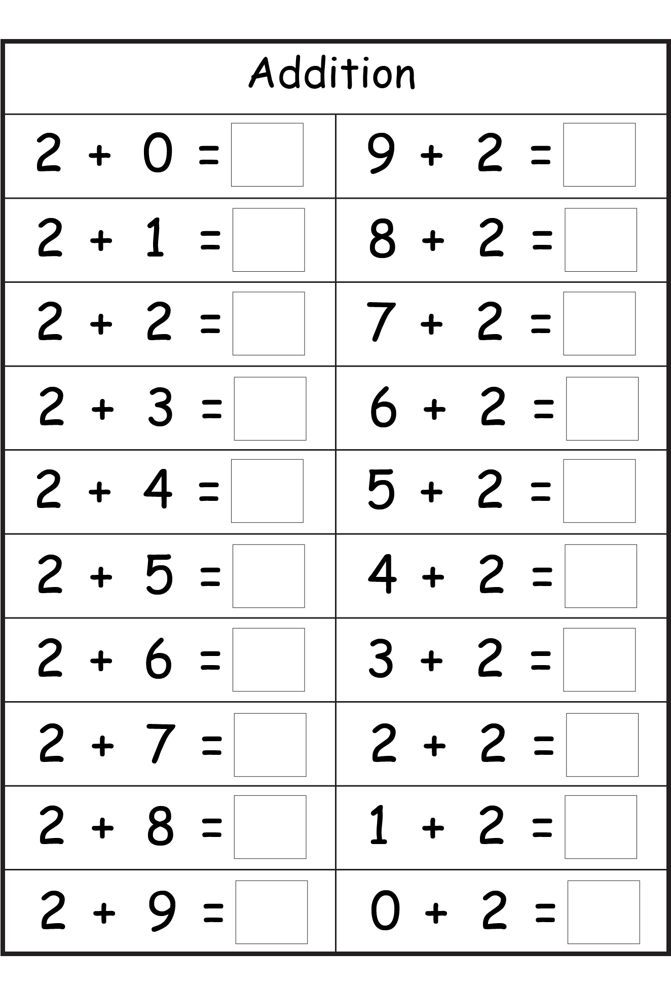 Free Printable Math Addition Worksheets For Kids - Worksheet School