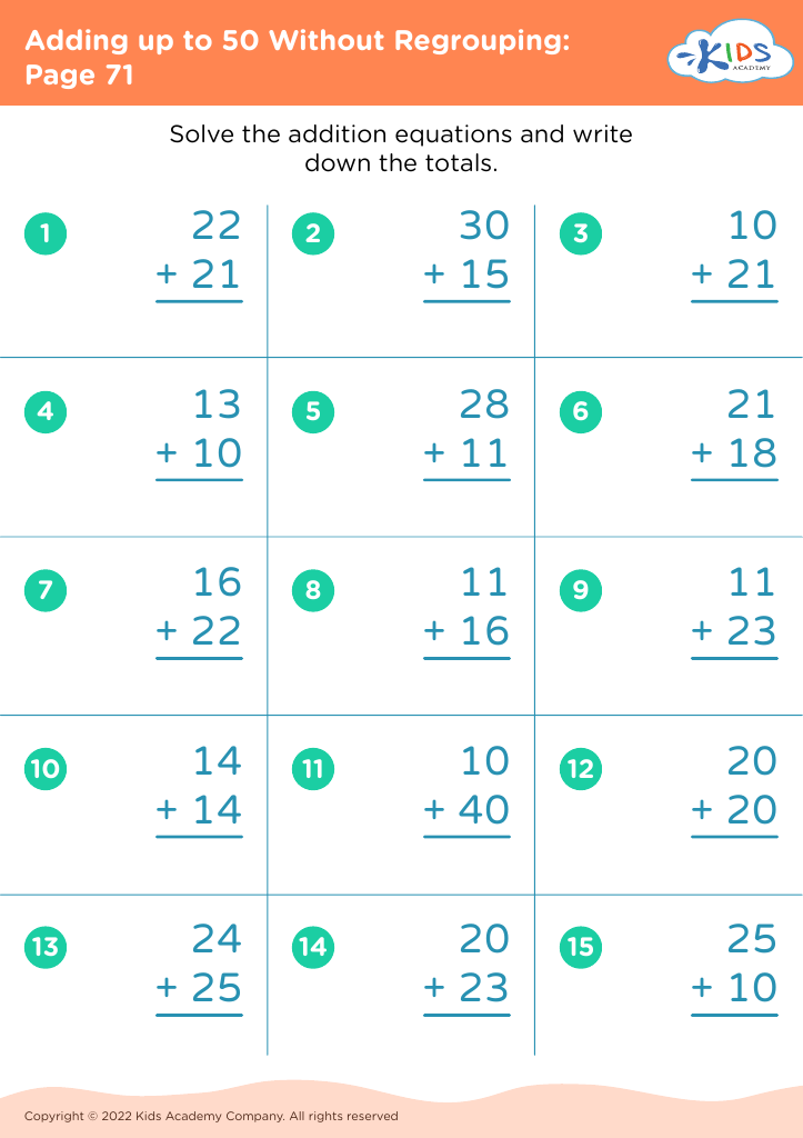 free printable math worksheet 50 problems