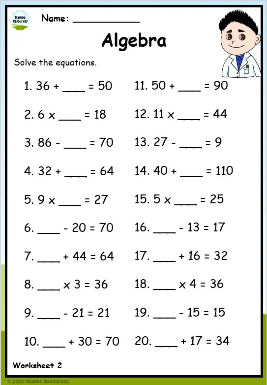Free free printable math worksheet algebra Download Free free