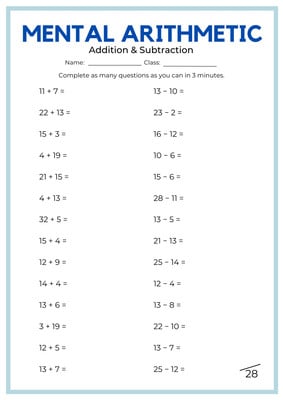 Free, printable, customizable math worksheet templates 