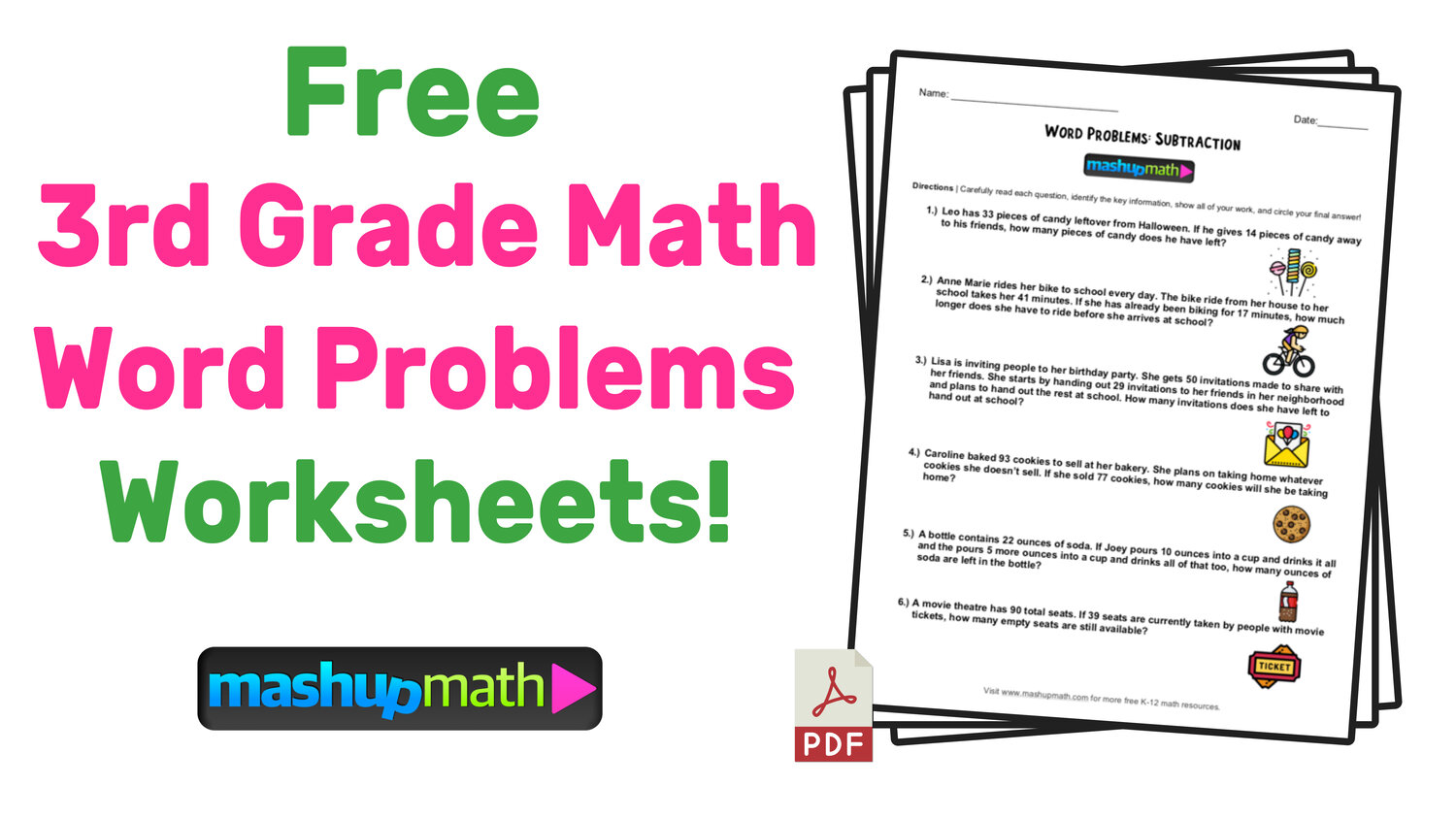 free printable math worksheet for 3rd grade word problems