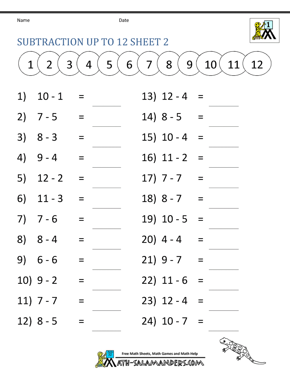free printable math worksheet grade 1