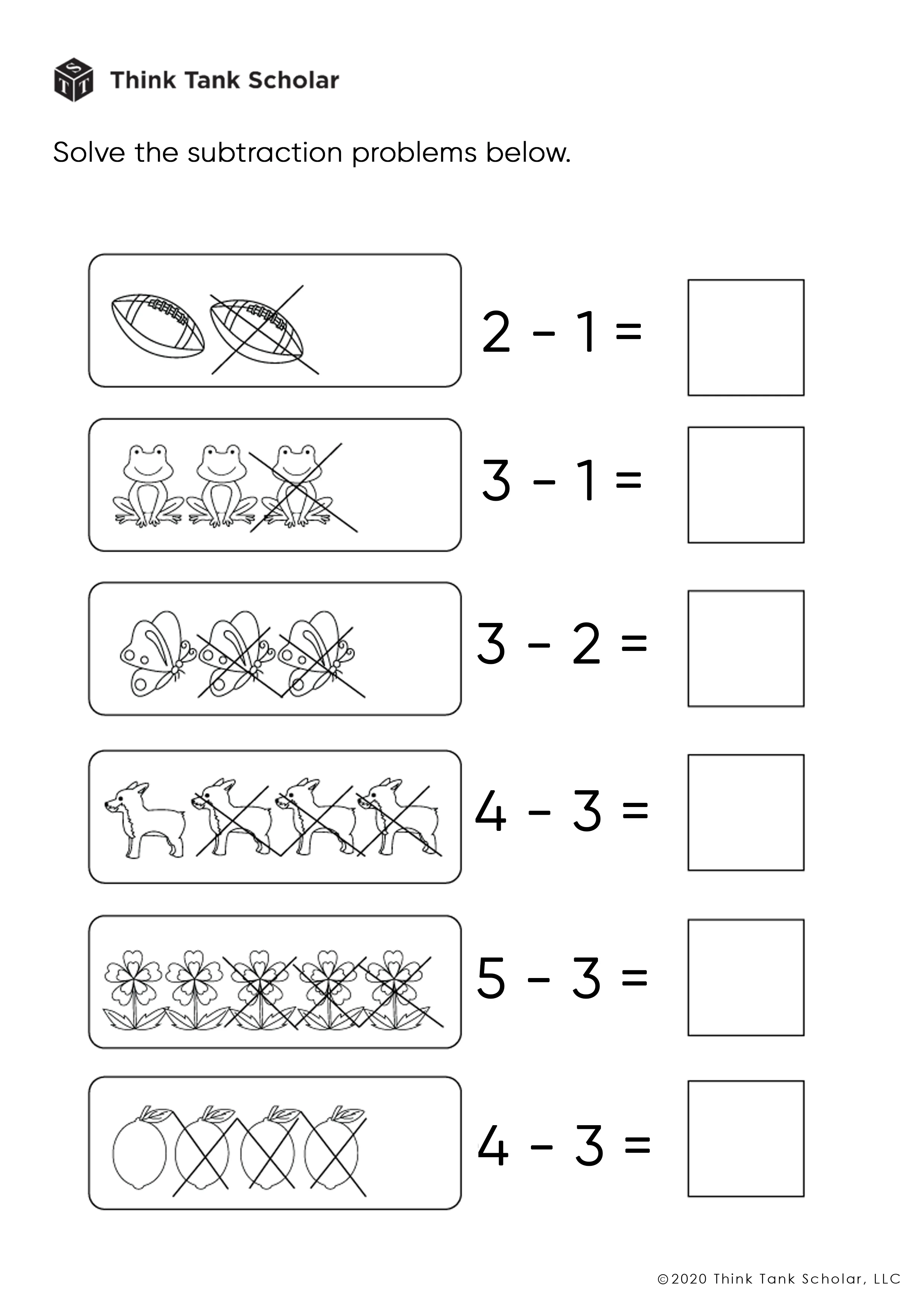 free printable math worksheet subtraction