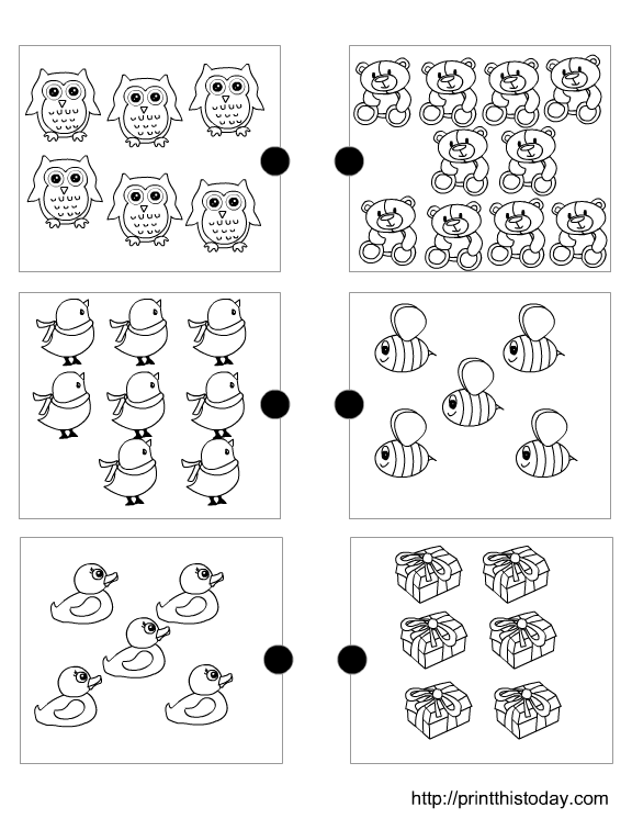 Joining the matching sets free printable preschool math worksheets