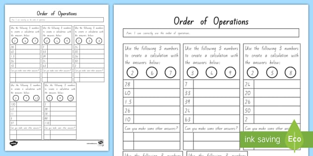 free printable math worksheets bedmas