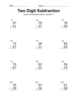 free printable math worksheets double digit subtraction