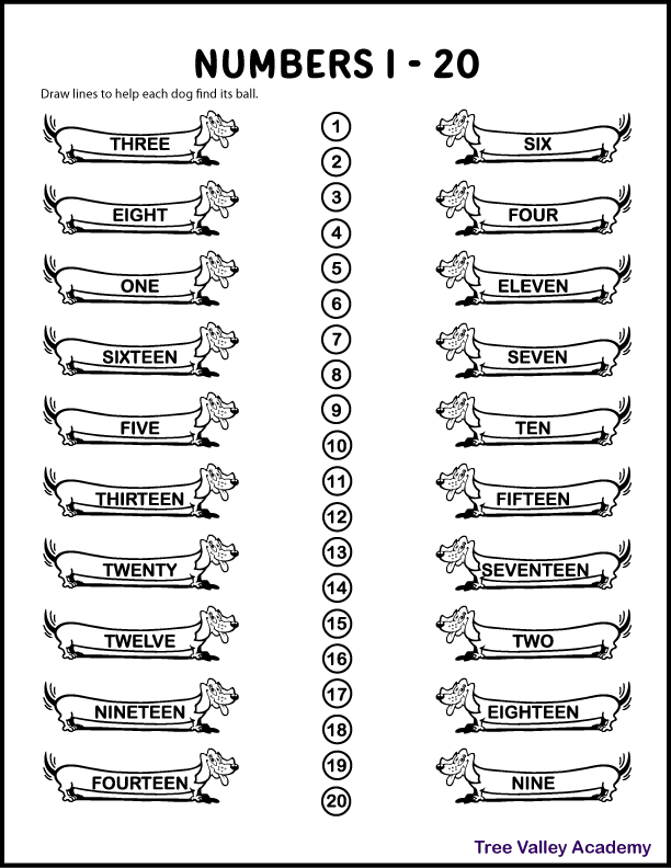 Number Words 11-20 Worksheets - Tree Valley Academy