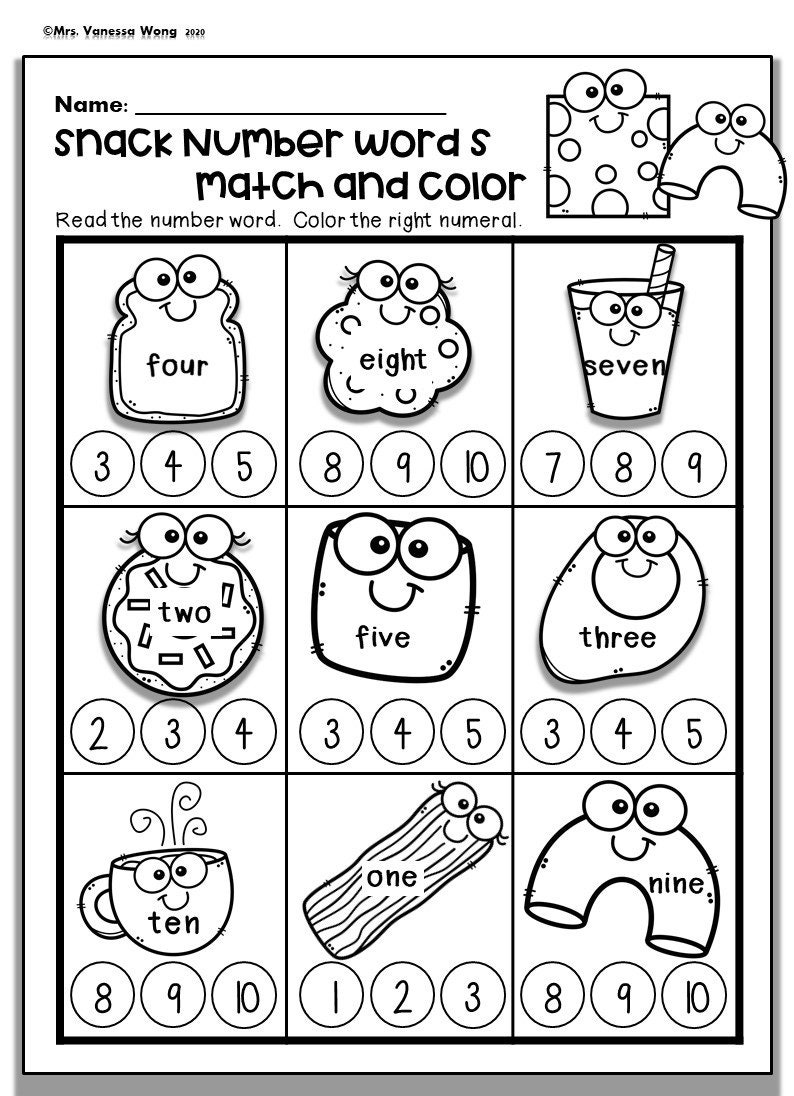 Kindergarten Math Worksheets : Numbers 1-10 Number Words  