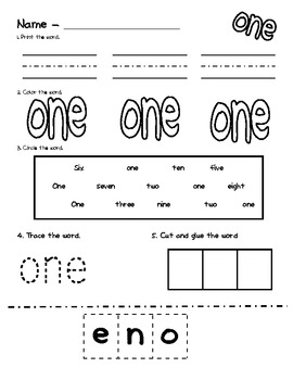 free printable math worksheets number words