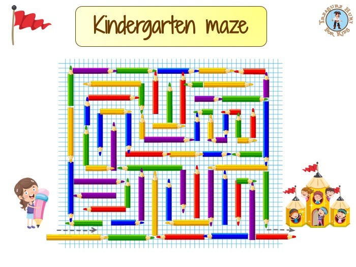 Kindergarten maze - Treasure hunt 4 Kids - free printable game for ...