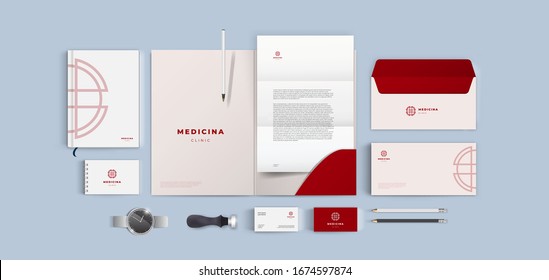 MEDICAL STATIONERY TEMPLATE Royalty Free Stock SVG Vector and Clip Art