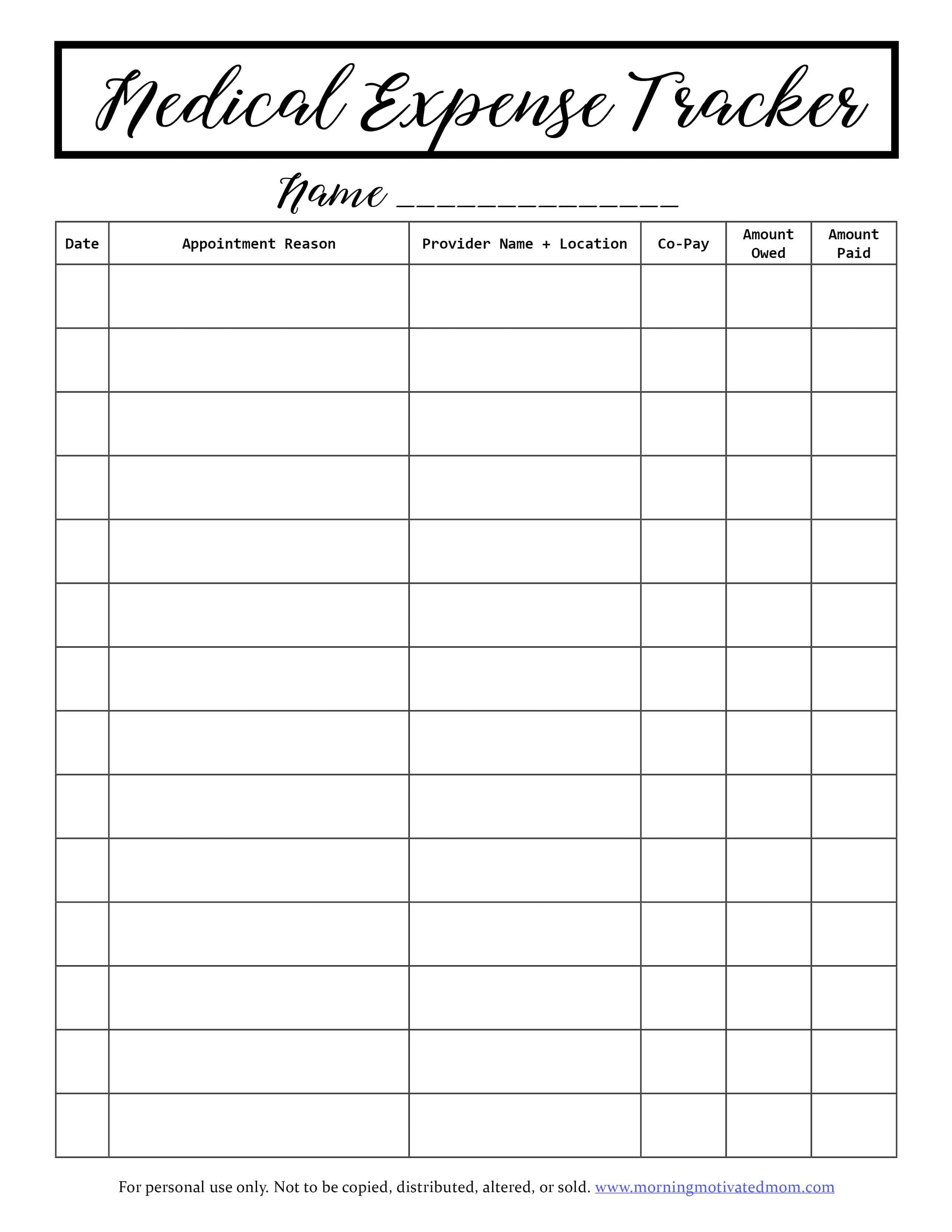 free printable medical worksheet