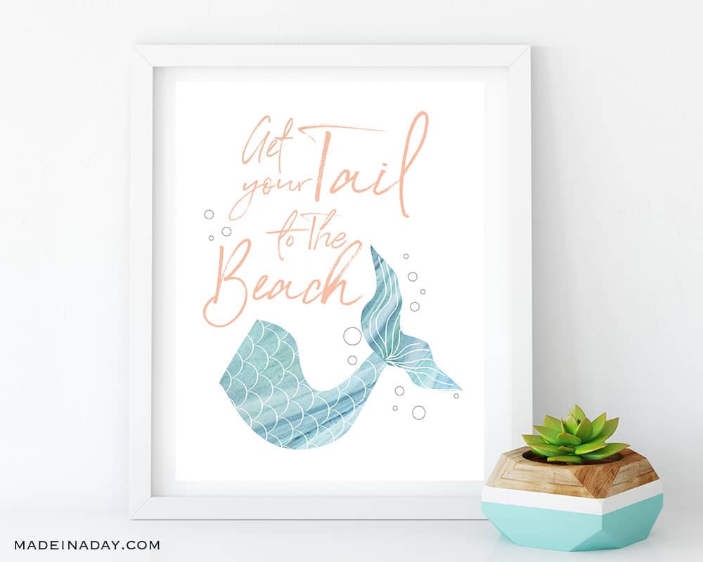 free printable mermaid wall art
