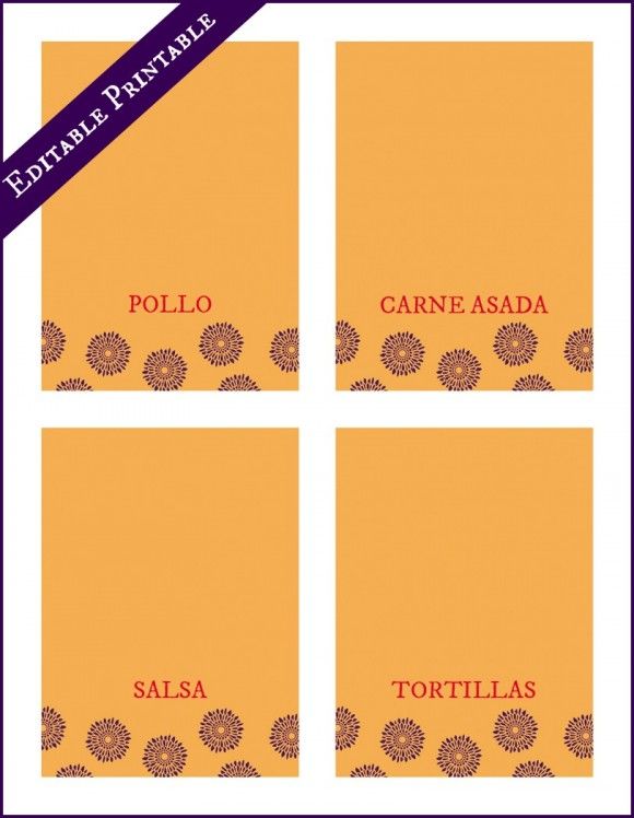 free printable mexican place cards