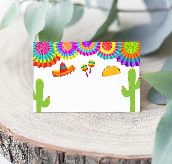 Fiesta Food Label Editable Buffet Food Tent Place Card Template ...