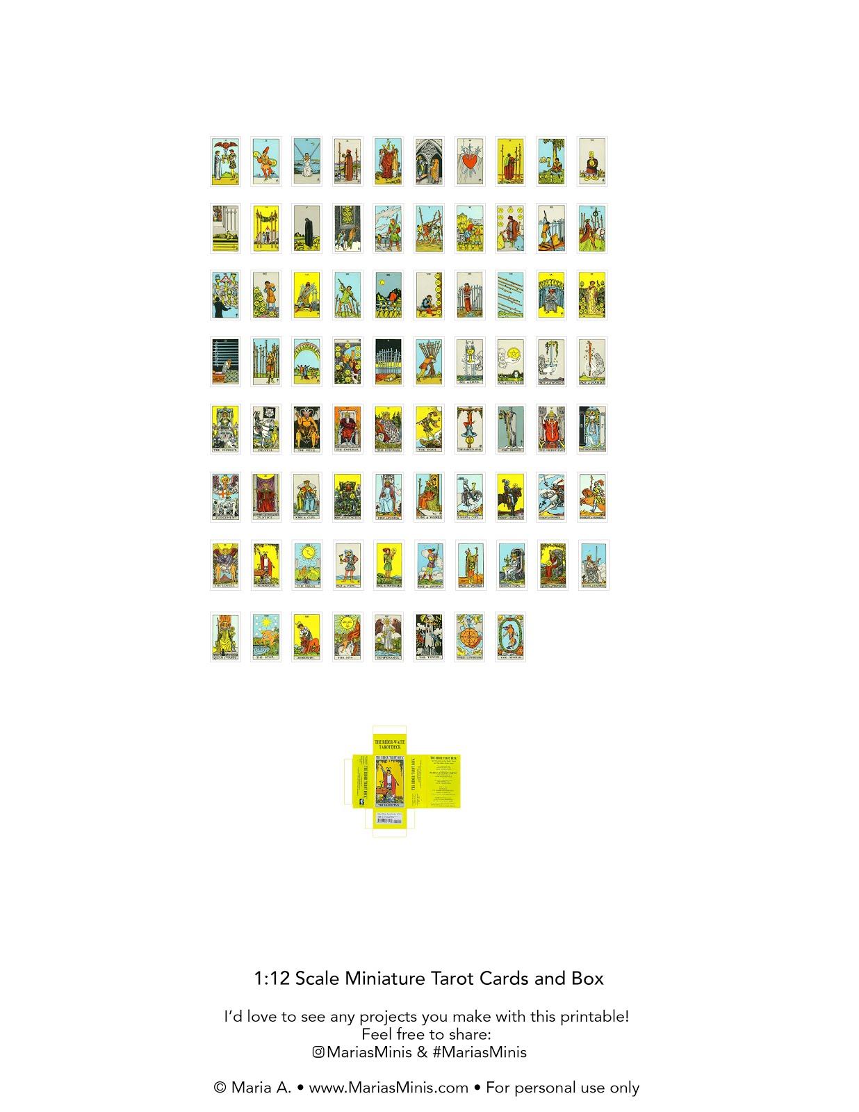 free printable mini tarot cards