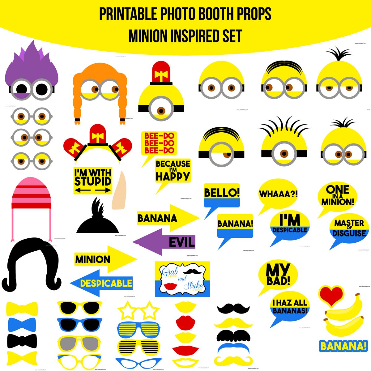 free printable minion photo booth props