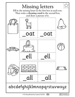 Missing letters: -oat, -ell, and -all | Kindergarten, Preschool ...