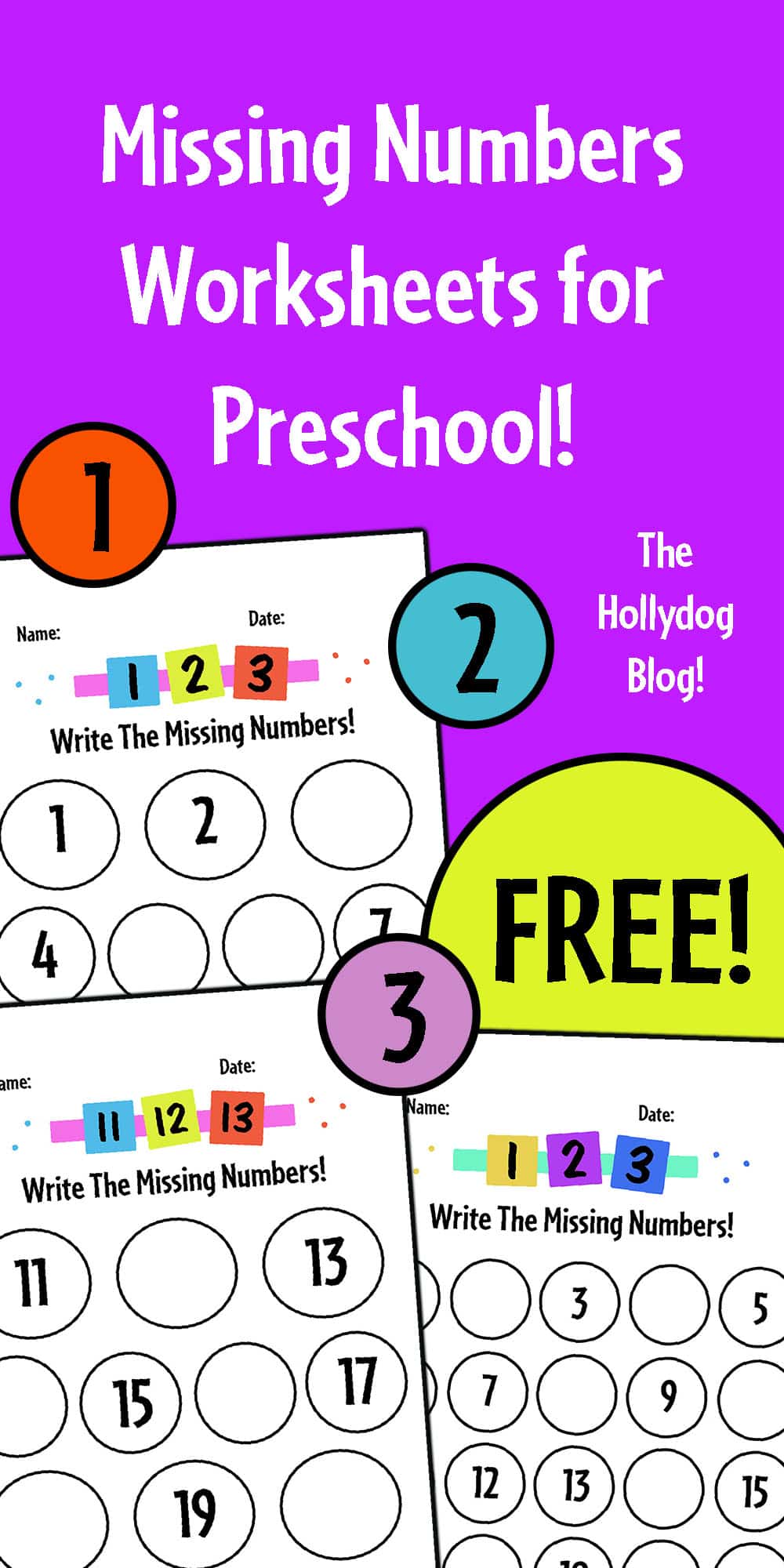 Free Printable Missing Numbers Worksheets! (1-20) ⋆ The Hollydog Blog