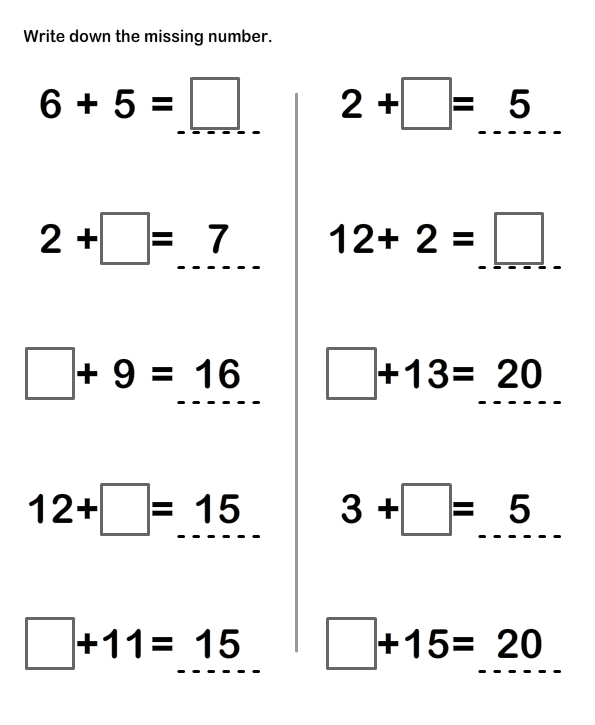 free printable missing number worksheet