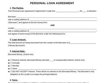 Free free printable money loan contract, Download Free free printable ...