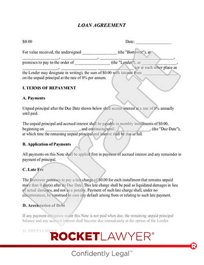 free printable money loan contract