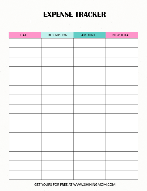 free printable money log