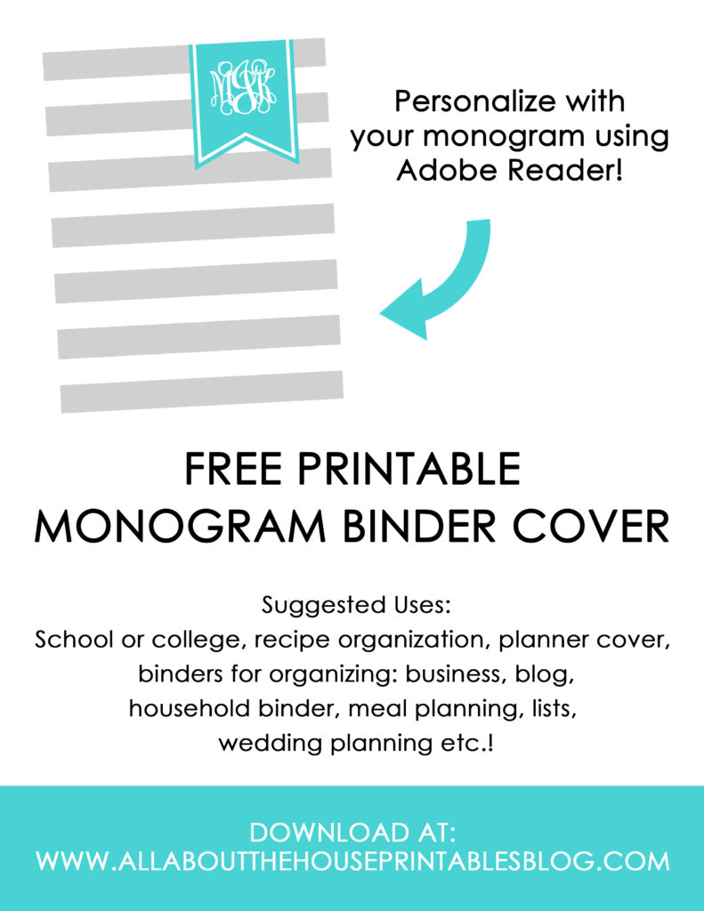 free printable monogram binder covers no download