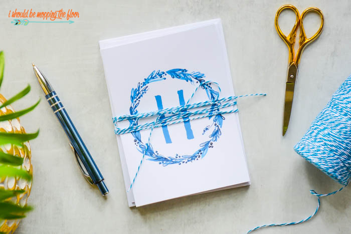 Free Printable Monogrammed Note Cards | i should be mopping the floor