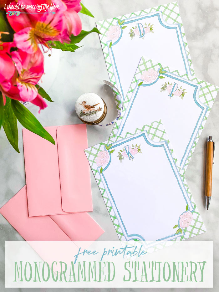 Free Printable Monogrammed Stationery | i should be mopping the floor