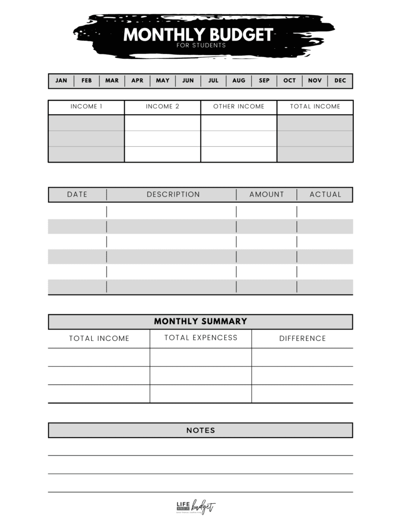 free printable monthly budget planner worksheet