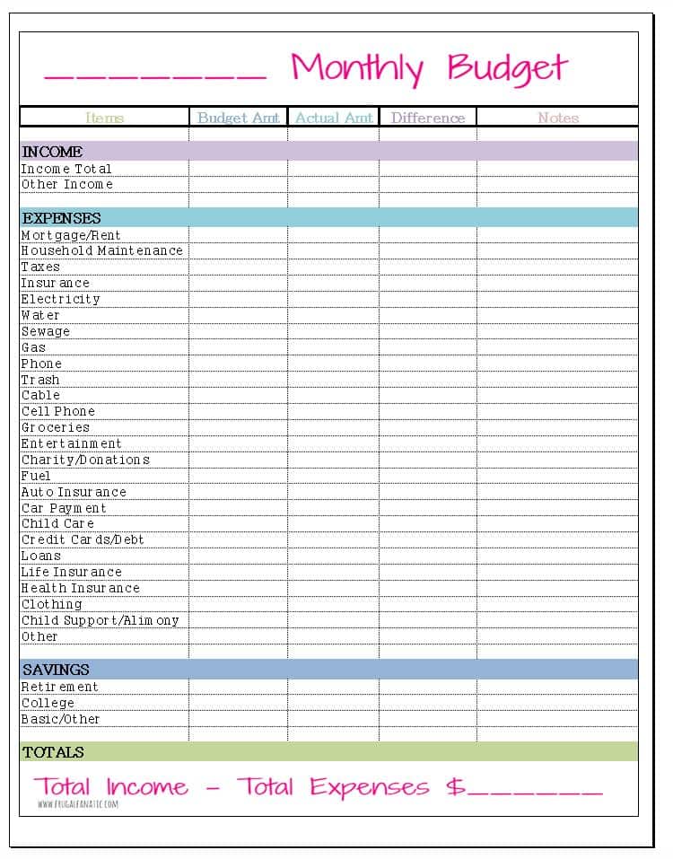 free printable monthly budget planner
