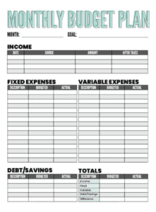 free printable monthly budget sheet