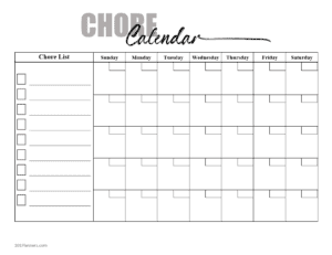 free printable monthly chore charts