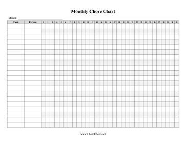 free printable monthly chore charts