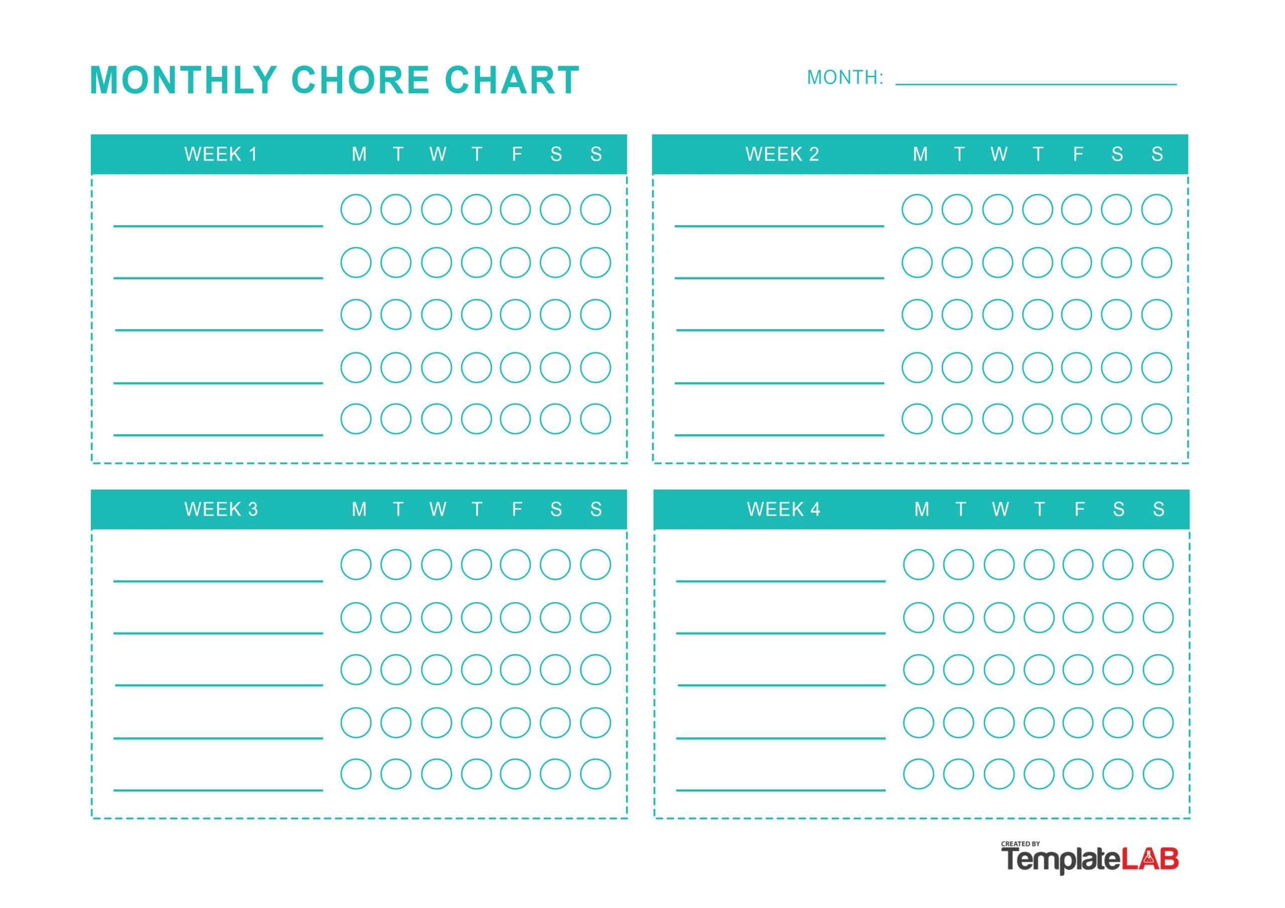 free printable monthly chore charts
