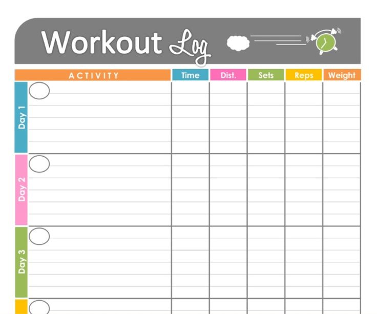 free printable monthly exercise log