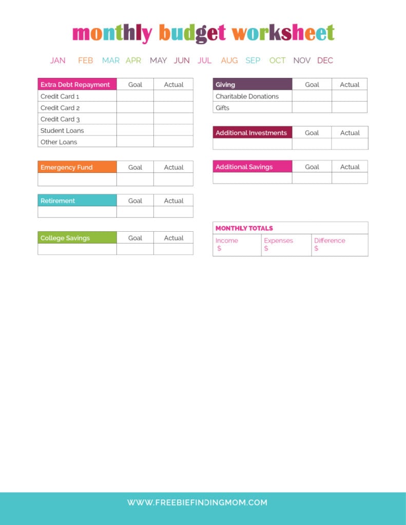 Printable Monthly Budget Planner Template - Freebie Finding Mom