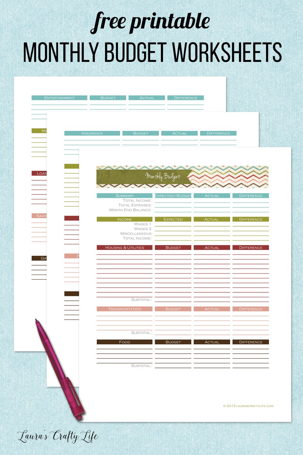 free printable monthly worksheet