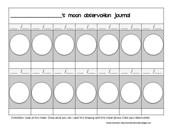 Moon Observation Journal by Fairly Elementary | TPT