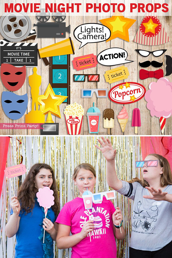 free printable movie photo booth props